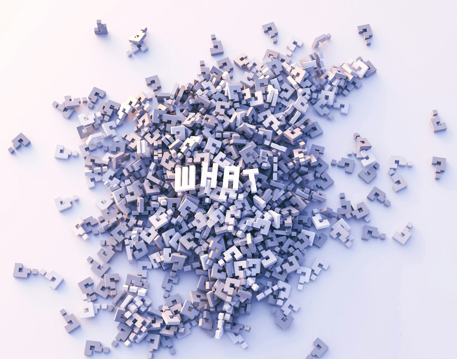 A pile of letters that spell out the word "what," representing the reader being stuck to figure out their own answer.